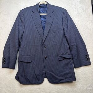 Tom James Holland & Sherry Wool Blazer Mens 42R Blue Pinstripe Sport Coat‎